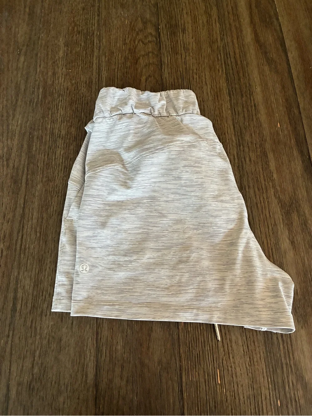 lululemon athletica Light Gray Striped Athletic Shorts